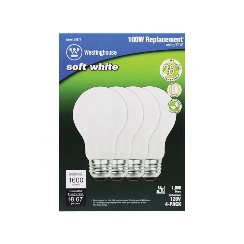 Westinghouse, BULB HAL A19 72W SW 4PK (Pack de 6)