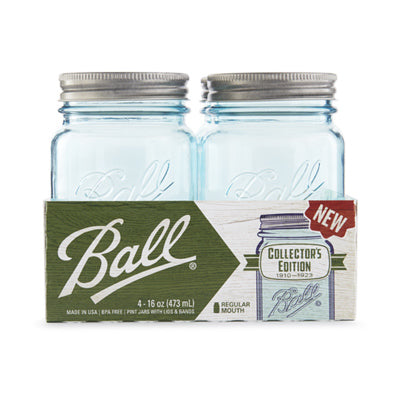 NEWELL BRANDS DISTRIBUTION LLC, Ball Collector's Edition Aqua Vintage Regular Mouth Canning Jar 16 oz 4 pk