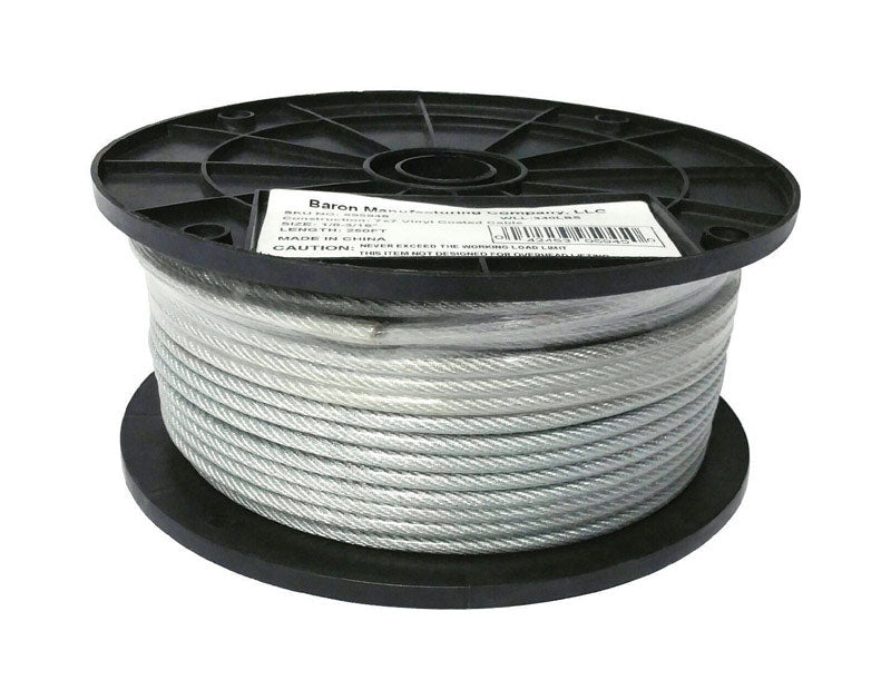 BARON MFG CO LLC, Baron Vinyle Clair Acier Galvanisé 1/8 in. D X 250 ft. L Aircraft Cable