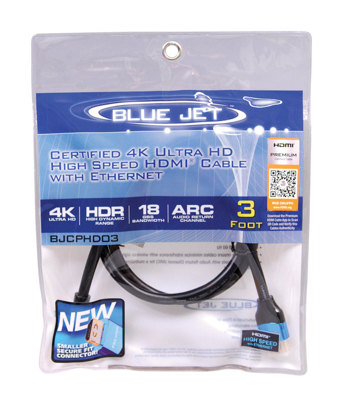 VANCO INTERNATIONAL LLC, Blue Jet 3 ft. L High Speed Cable with Ethernet HDMI