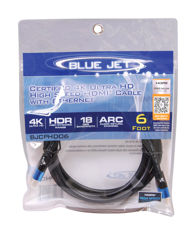 VANCO INTERNATIONAL LLC, Blue Jet 6 ft. L High Speed Cable with Ethernet HDMI