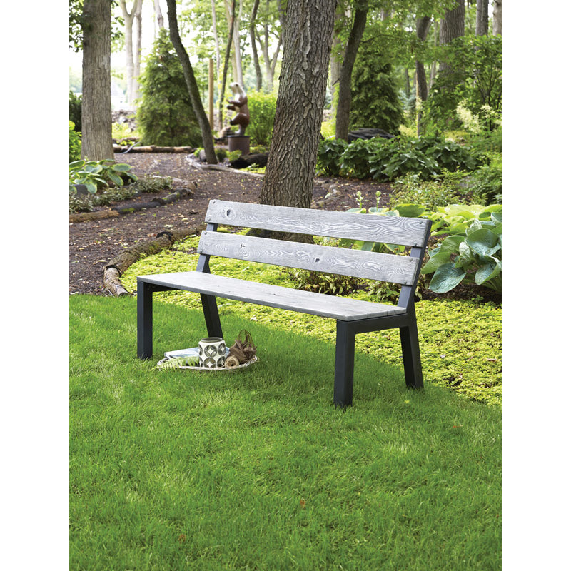 GROUPE GHP INC, Bond Black Steel Cantera Outdoor Bench 33.46 in. H X 59.06 in. L X 23.62 in. D