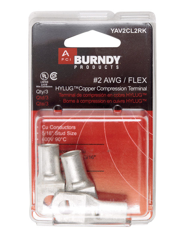 BURNDY LLC, Borne à anneau isolée en fil métallique Burndy Argent 3 pk