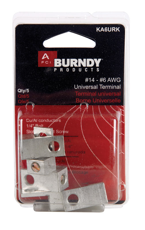 BURNDY LLC, Borne universelle Burndy 6 AWG 5 pk