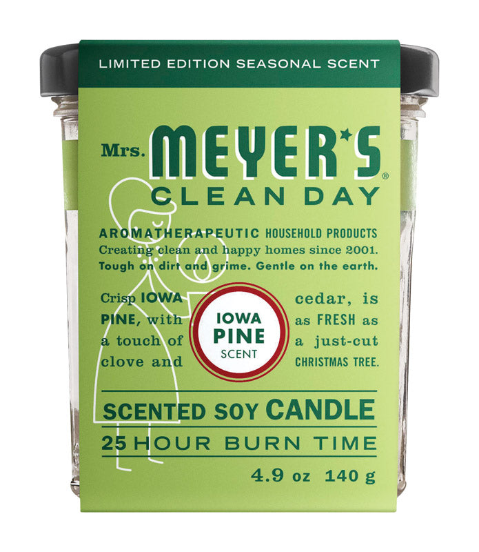 Mme Meyer's, Bougie rafraîchissante au soja Ivory Iowa Pine Scent de Mrs. Meyer's Clean Day 3.75 in. H x 2.9 in. Dia. (paquet de 6)