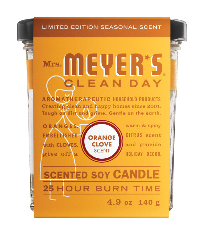 Mme Meyer's, Bougie rafraîchissante au soja Ivory Orange Clove de Mrs. Meyer's Clean Day 3.75 in. H x 2.9 in. Dia. Dia. (Pack de 6)