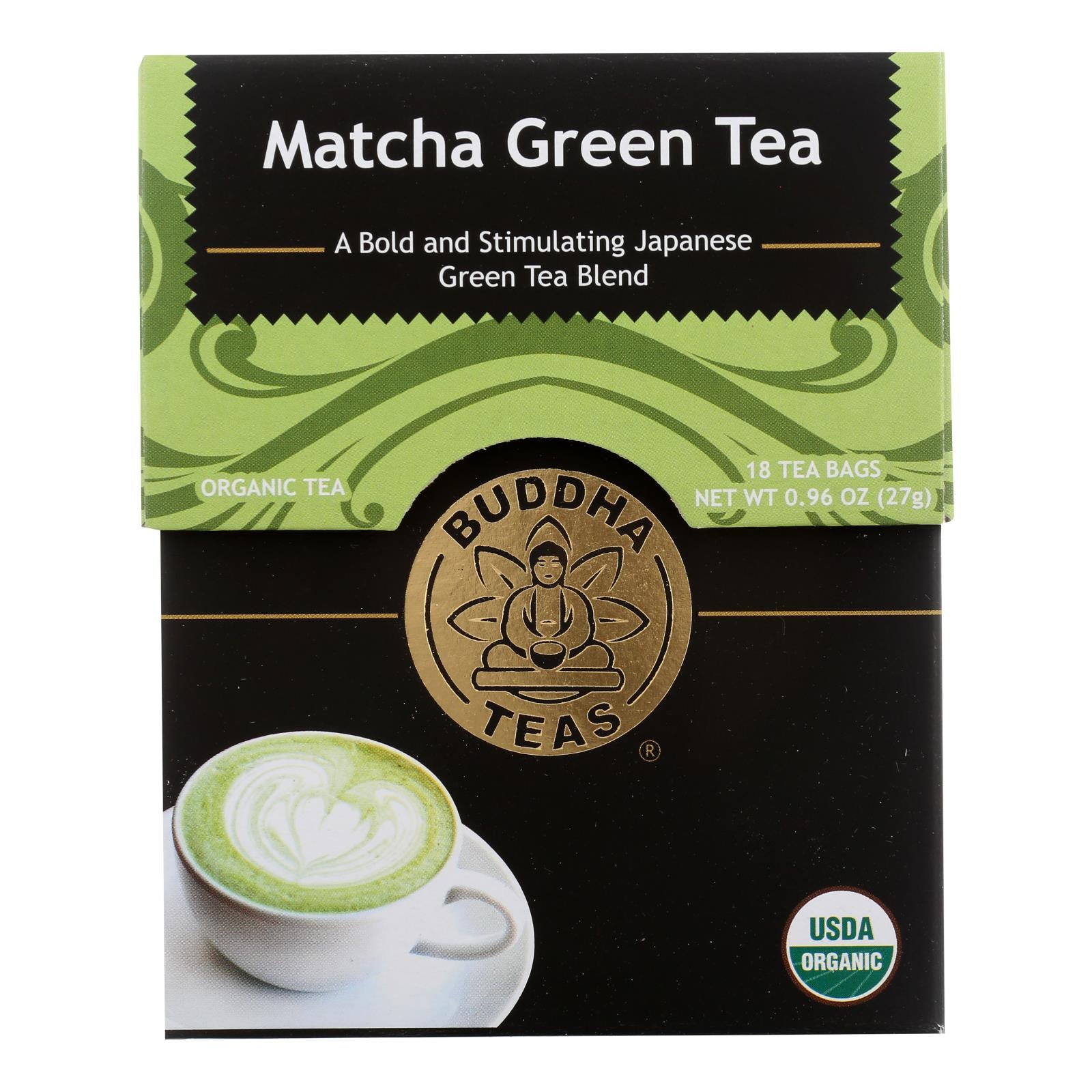 Thés de Bouddha, Buddha Teas -Thé - Matcha Vert - Caisse de 6 - 18 Sachets (Paquet de 6)