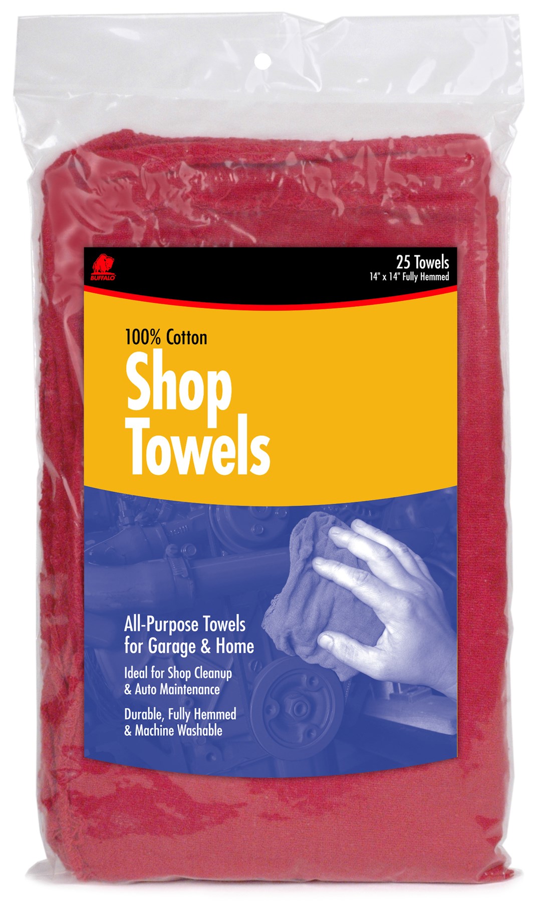 BUFFALO INDUSTRIES LLC, Buffalo Cotton Shop Towels 14 in. W X 14 in. L 25 pk