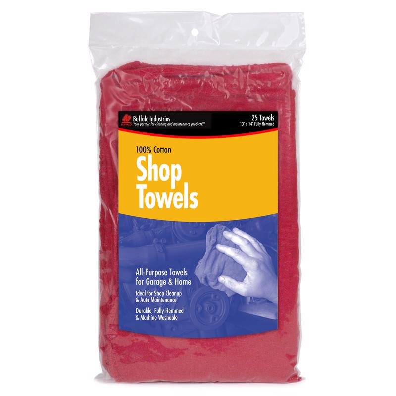 BUFFALO INDUSTRIES LLC, Buffalo Cotton Shop Towels 14 in. W X 14 in. L 25 pk