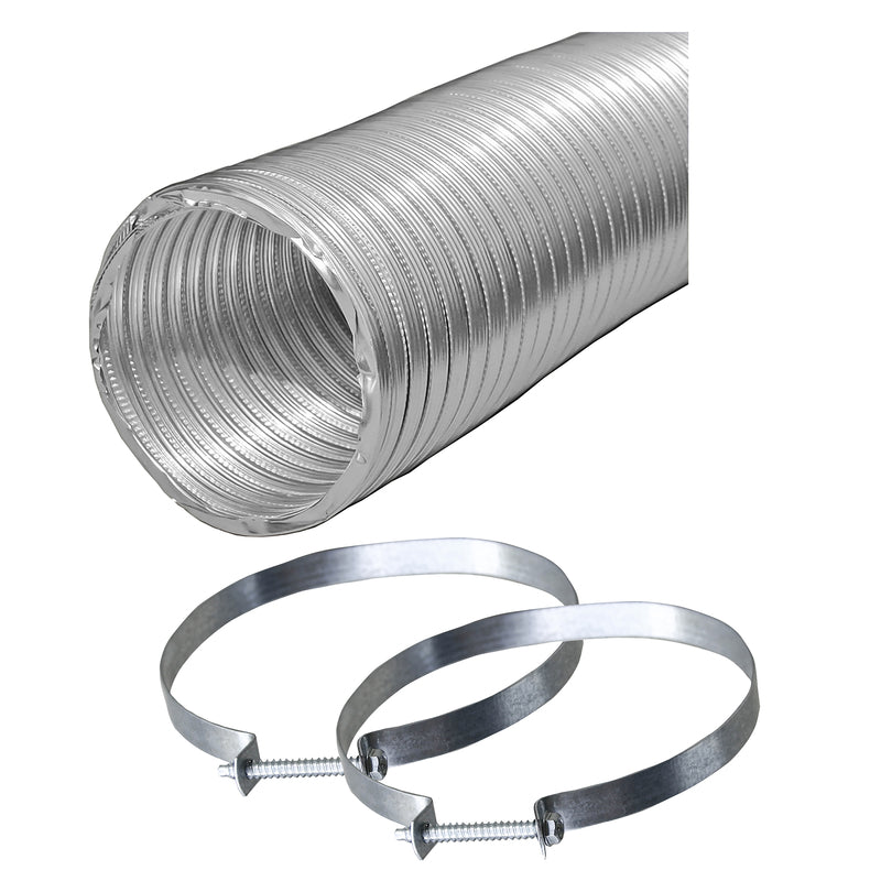 BUILDERS BEST INC, Builder's Best V220 8 pi. L X 4 po. D Conduit d'évacuation semi-rigide en aluminium argenté