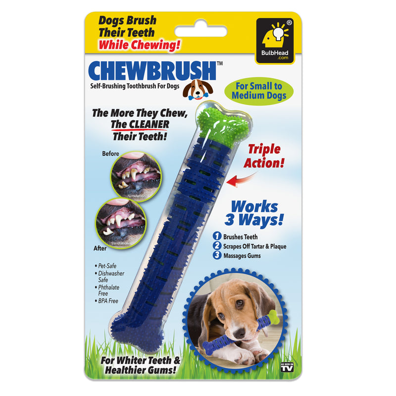 TELEBRANDS CORPORATION, Bulbhead Chewbrush Blue Dog Brosse à dents à brossage automatique 1 pk