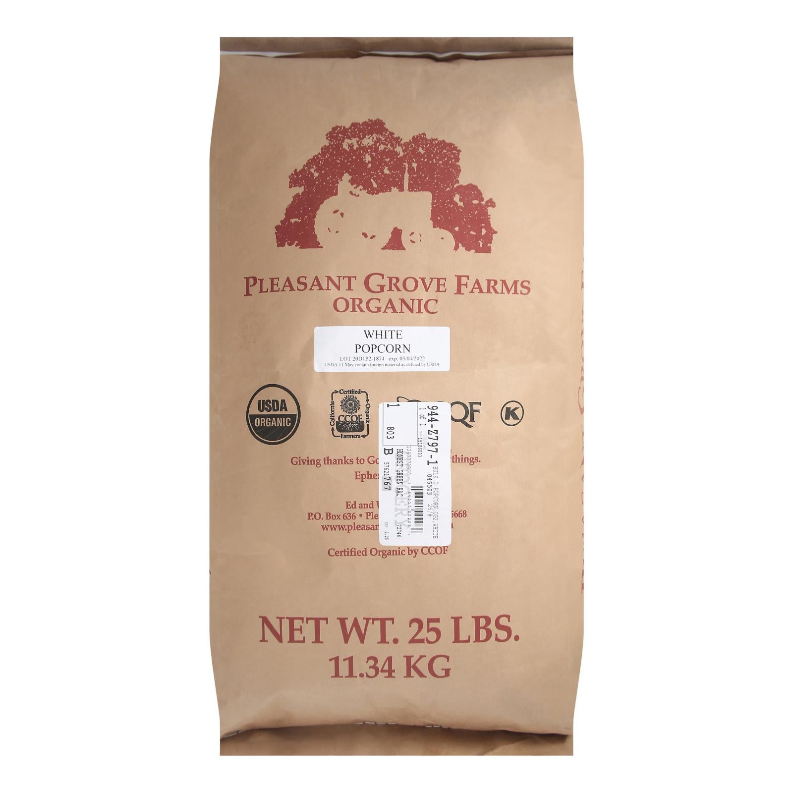 Grains en vrac, Bulk Grains Organic Popcorn White - Produit unique en vrac - 25LB (paquet de 25)