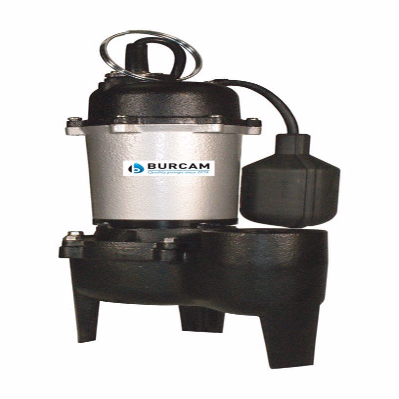 BUR-CAM PUMPS INC, Burcam Cast Iron Tethered Float Sewage Pump 8 L ft. Cordon 4A 1/2 Hp 3600 GPH 120V