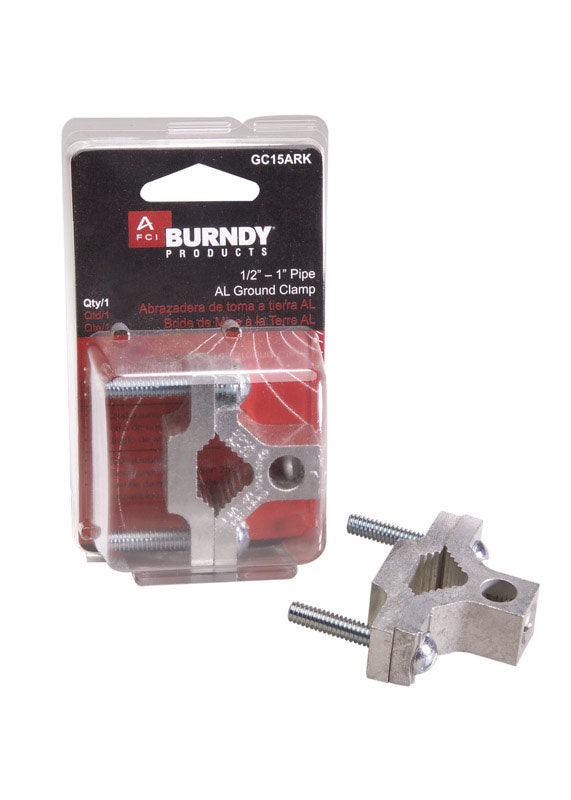 BURNDY LLC, Burndy 1 in. Pince de mise à la terre double en alliage d'aluminium 1 pk