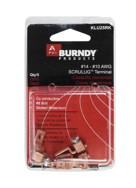 BURNDY LLC, Burndy 10 AWG Offset Terminal Lug 5 pk