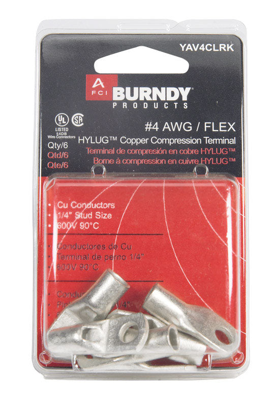 BURNDY LLC, Burndy Borne à anneau isolée en fil métallique Argent 12 pk