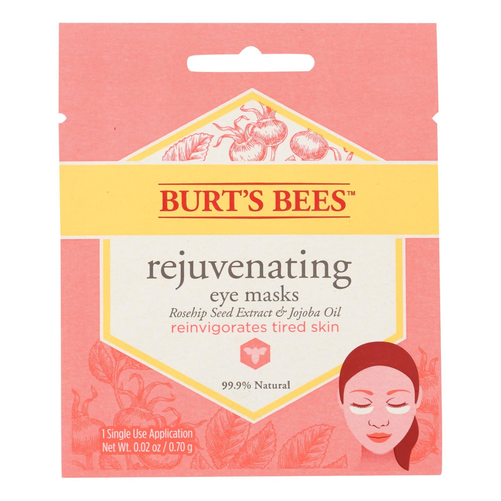 Burts Bees, Burt's Bees Masque en feuille rajeunissant pour les yeux - Lot de 6 - .02 OZ (Lot de 6)