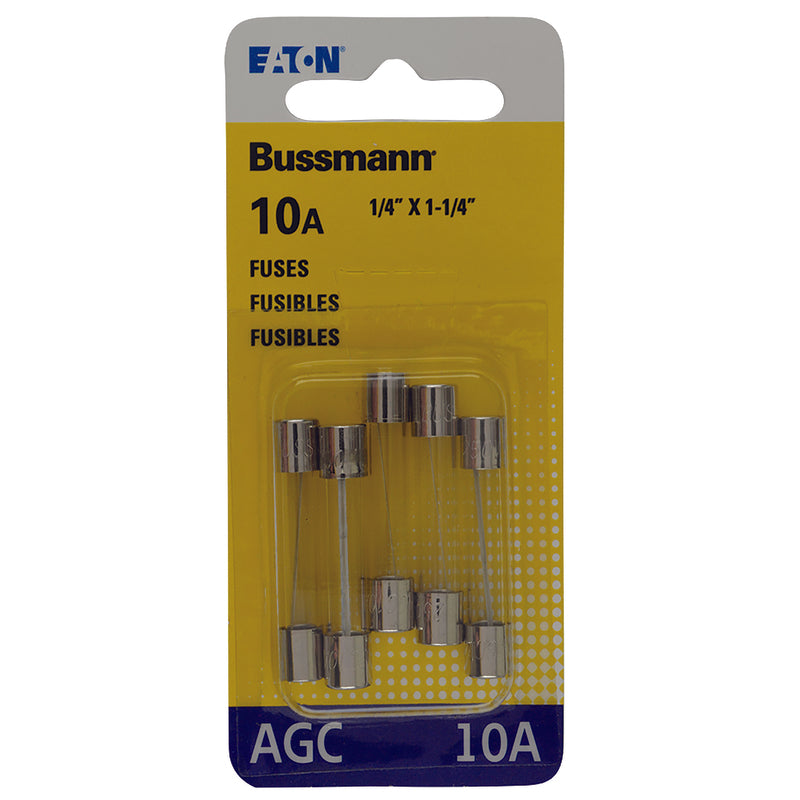 BUSSMANN ELECTRICAL, Bussmann 10 amps AGC Glass Tube Fuse 5 pk (Pack of 5)