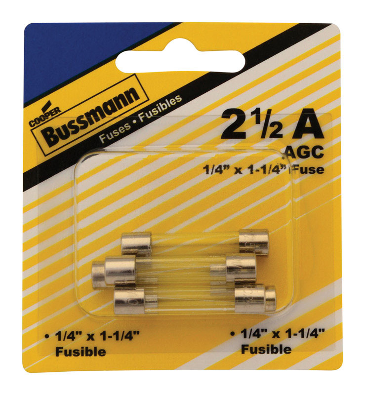 Bussmann, Bussmann 2-1/2 amps Fast Acting Glass Fuse 5 pk