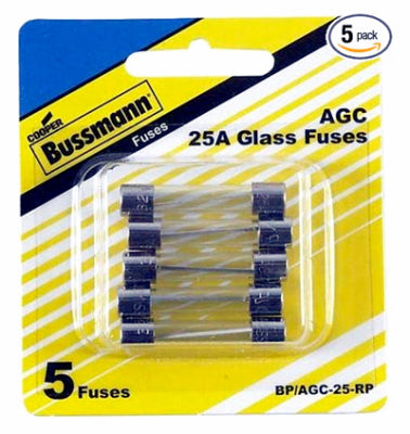 Bussman, Bussmann 25 amps AGC Mini fusible automobile 5 pk