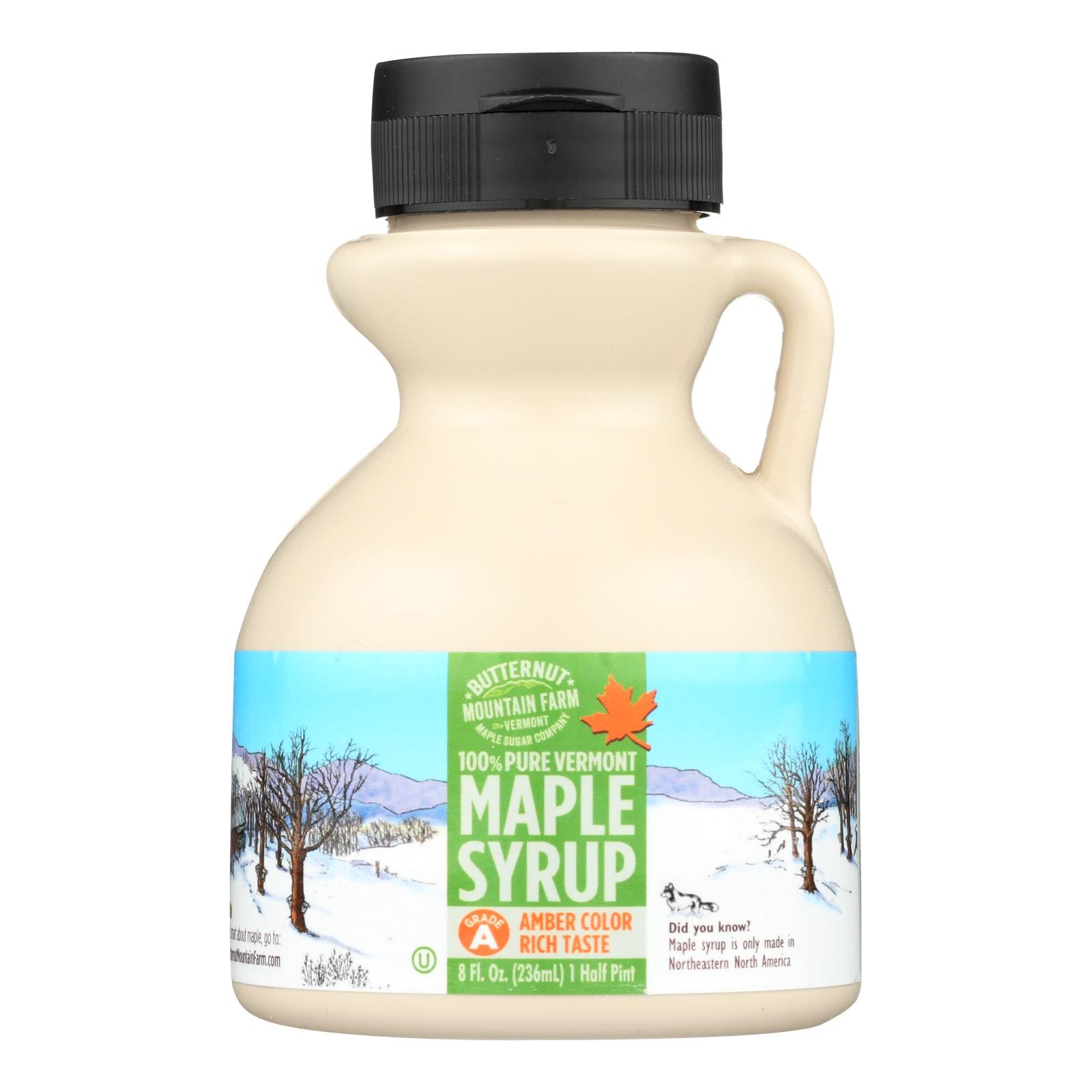 Ferme Butternut Mountain, Butternut Mountain Farm - Sirop d'érable - Grade A ambré - Caisse de 24 - 8 fl oz. (Paquet de 24)