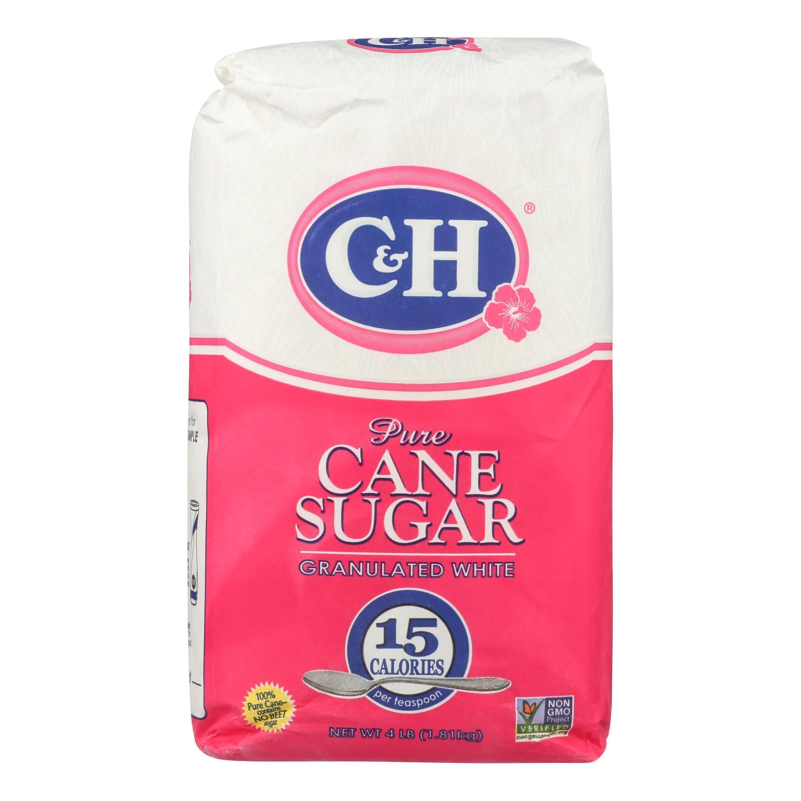 Sucre C & H, C & H Sugar Sucre de Canne Blanc Pur Granulé - Caisse de 10 - 4 LB (Paquet de 10)