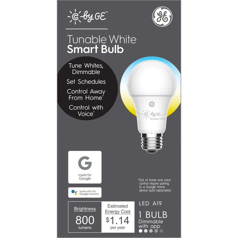 ÉCLAIRAGE GE, C by GE A19 E26 (Medium) LED Smart Bulb Blanc Tunable 60 Watt Equivalence 1 pk