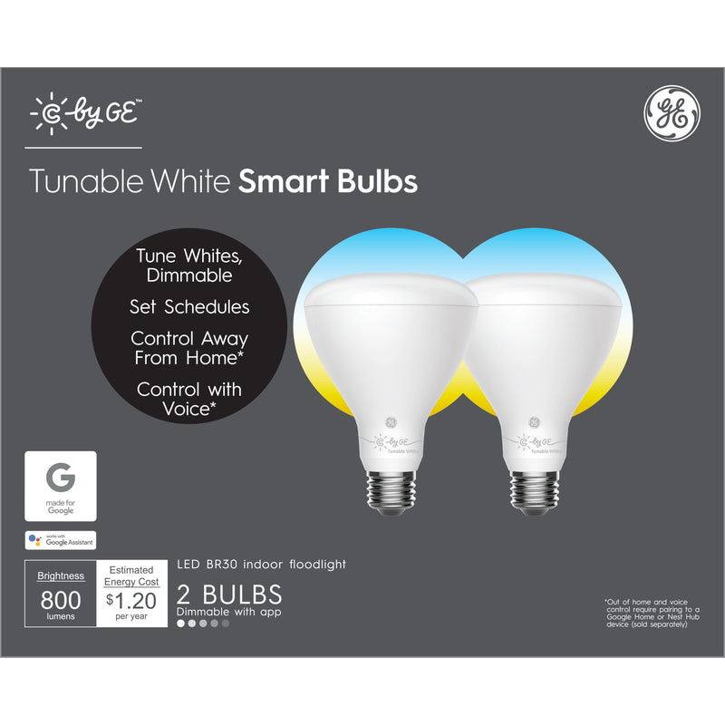 ÉCLAIRAGE GE, C by GE BR30 E26 (Medium) LED Bulb Tunable White 60 Watt Equivalence 2 pk