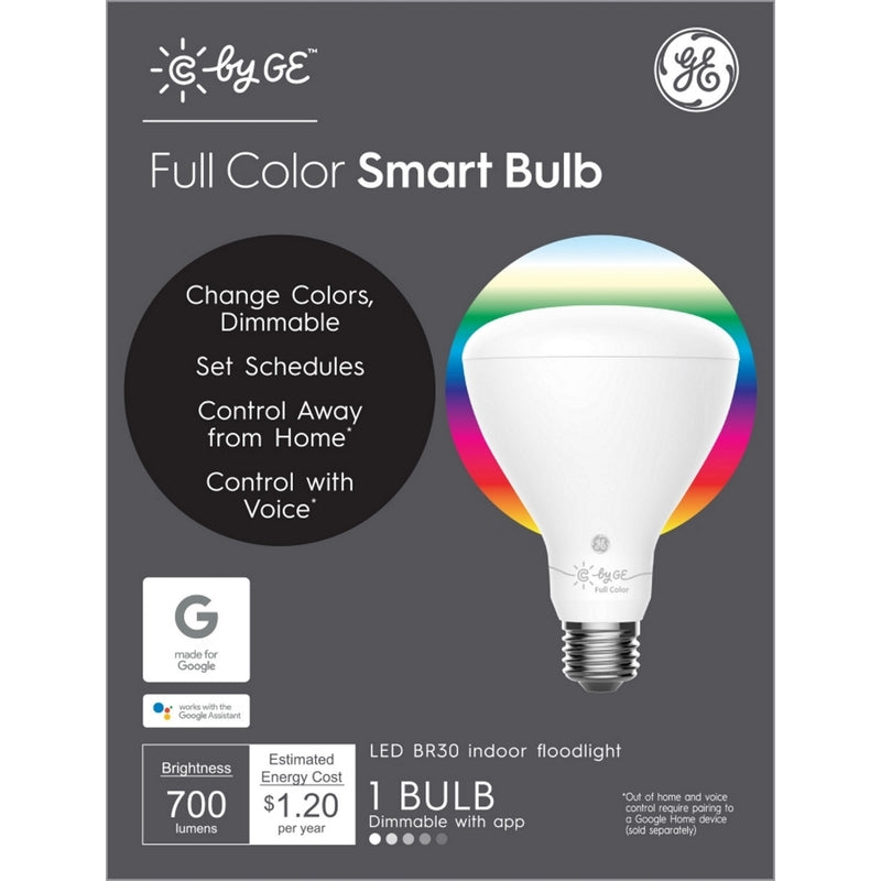 ÉCLAIRAGE GE, C by GE BR30 E26 (Medium) LED Smart Bulb Color Changing 65 Watt Equivalence 1 pk