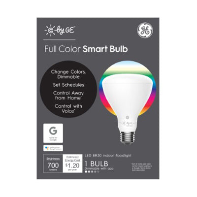 ÉCLAIRAGE GE, C by GE BR30 E26 (Medium) LED Smart Bulb Color Changing 65 Watt Equivalence 1 pk