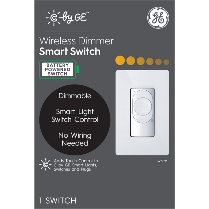 GE LIGHTING, C by GE Single Pole or 3-way Smart Dimmer Switch White 1 pk