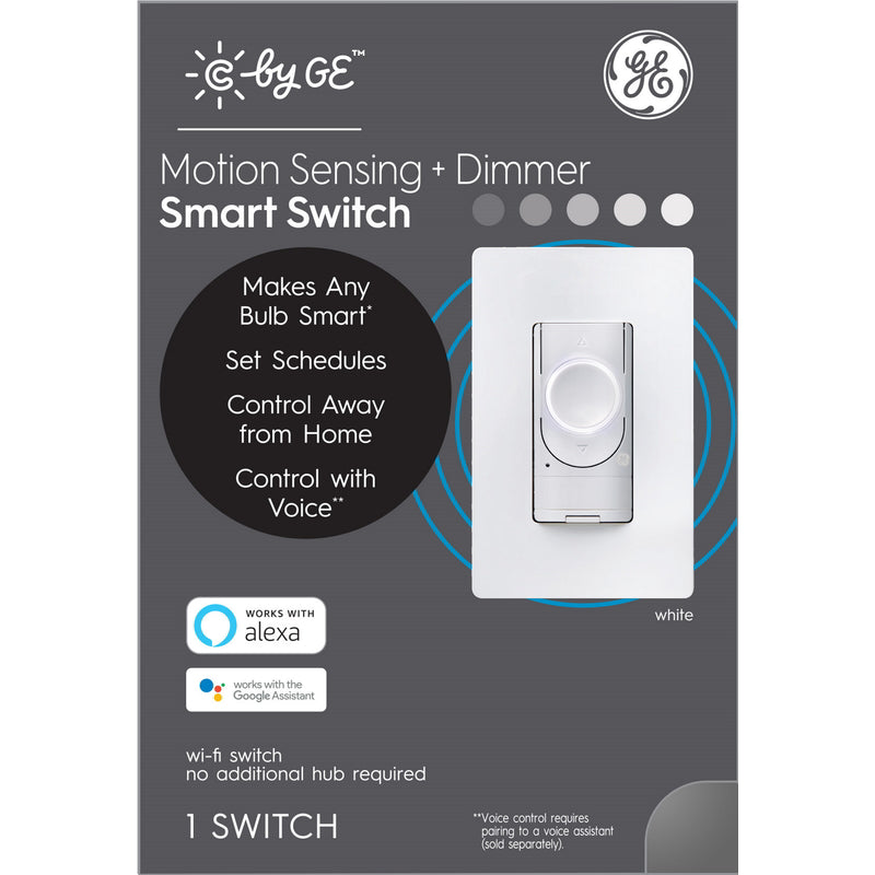 ÉCLAIRAGE GE, C by GE Single Pole or 3-way Smart Motion Sensing and Dimmer Switch White 1 pk