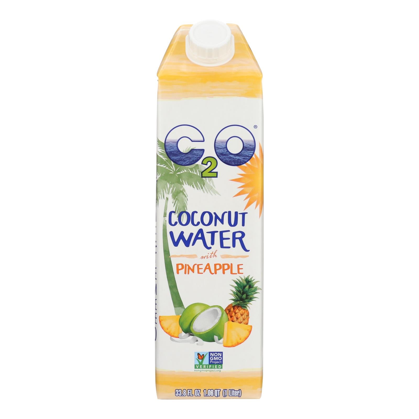 Eau de coco pure C2o, C2O - Eau de coco pure - Ananas - Caisse de 12 - 33.8 fl oz. (Paquet de 12)