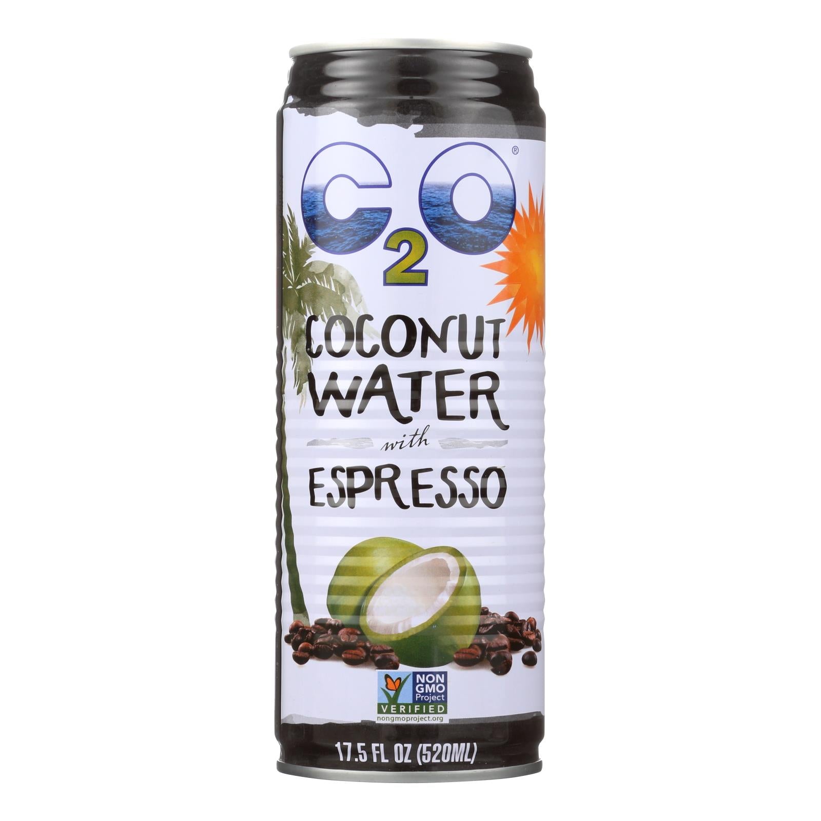 Eau de coco pure C2o, C2O - Eau de coco pure - Espresso - Caisse de 12 - 17.5 fl oz. (Paquet de 12)