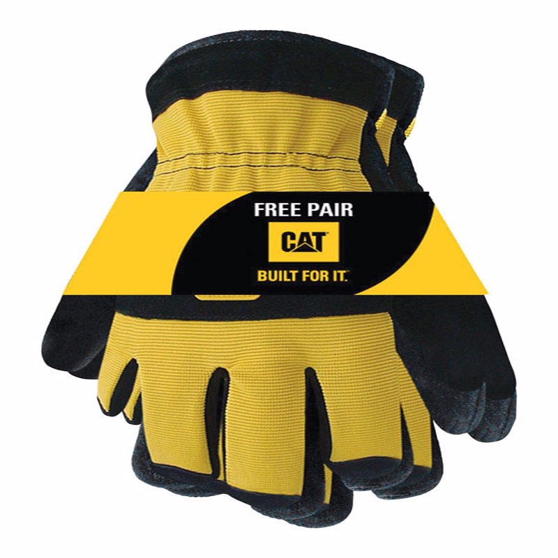 WEST CHESTER HOLDINGS LLC, CAT Gants de travail à paume pour hommes noir/jaune L 2 paires