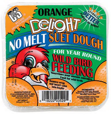 C & S PRODUCTS CO INC, C&S CS12529 11.75 Oz Orange Delight No Melt Suet Dough Wild Bird Food (paquet de 12)