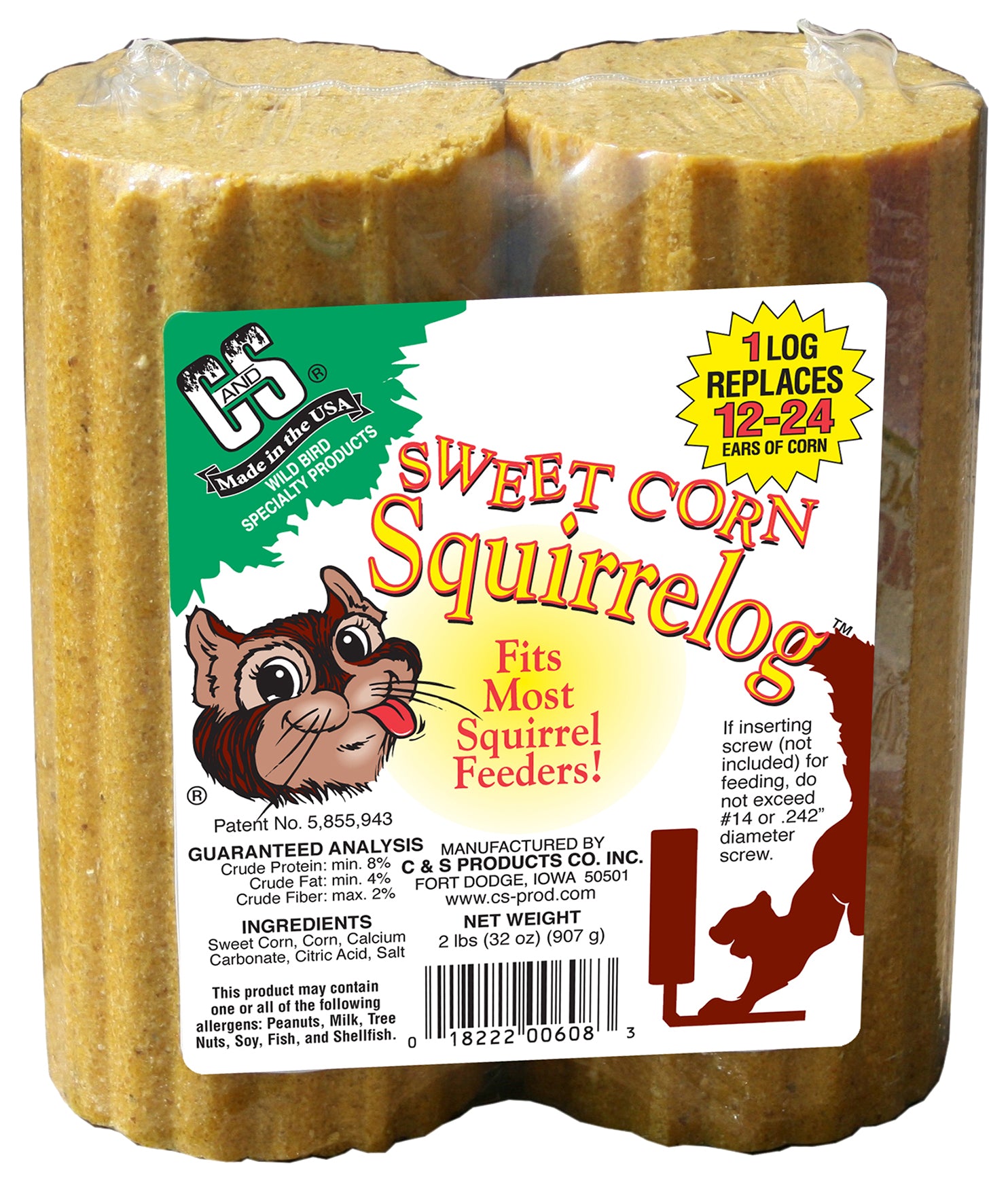 C&S, C&S CS611 32 Oz Nut'N Sweet Corn Squirrelog Refill (Pack de 12)