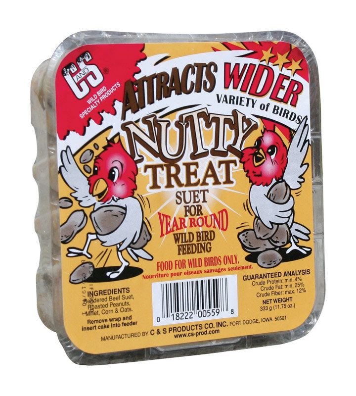 C & S PRODUCTS CO INC, C&S Products Nutty Treat Nourriture pour oiseaux sauvages assortie Suif de boeuf 11.75 oz (paquet de 12)