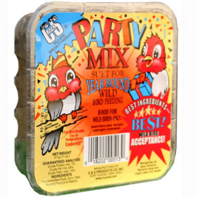 C & S PRODUCTS CO INC, C&S Products Party Mix Nourriture pour oiseaux sauvages Espèces assorties Suif de boeuf 11 oz (paquet de 12)