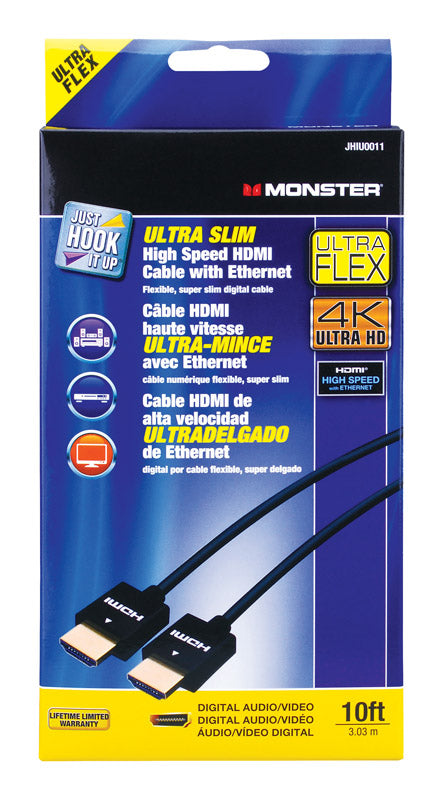 VANCO INTERNATIONAL LLC, Câble haute vitesse Monster Just Hook It Up 10 ft. L avec Ethernet HDMI