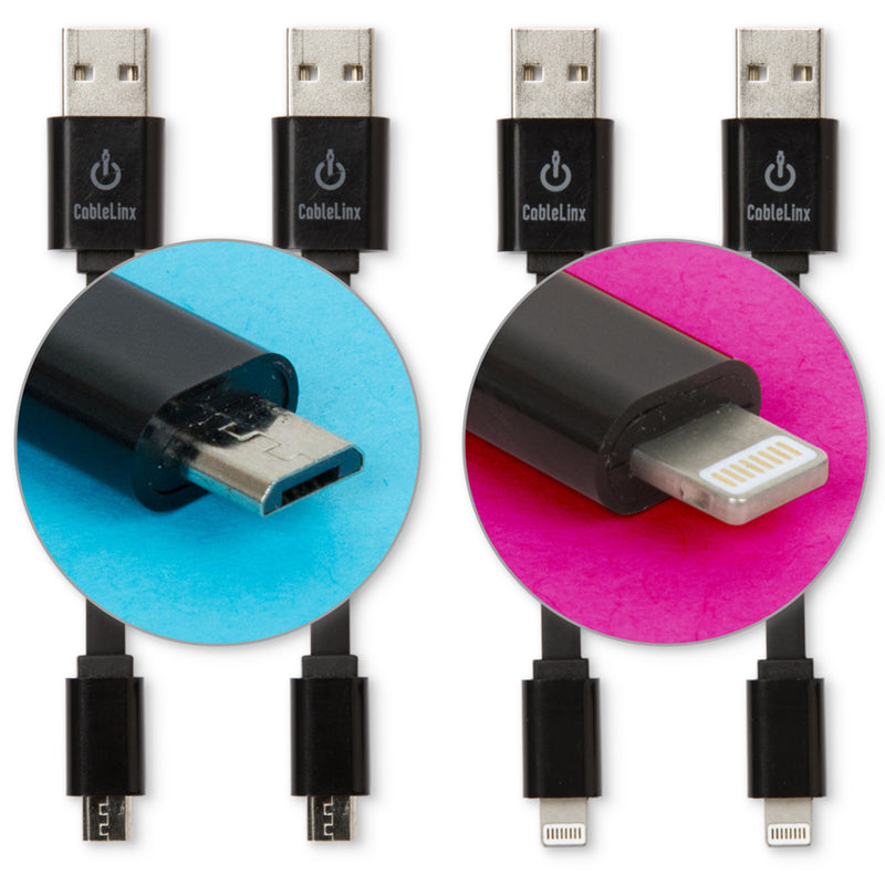 LIMITLESS INNOVATIONS INC, CableLinx 3.5 in. L Lightning and Micro to USB Cables 4 pk