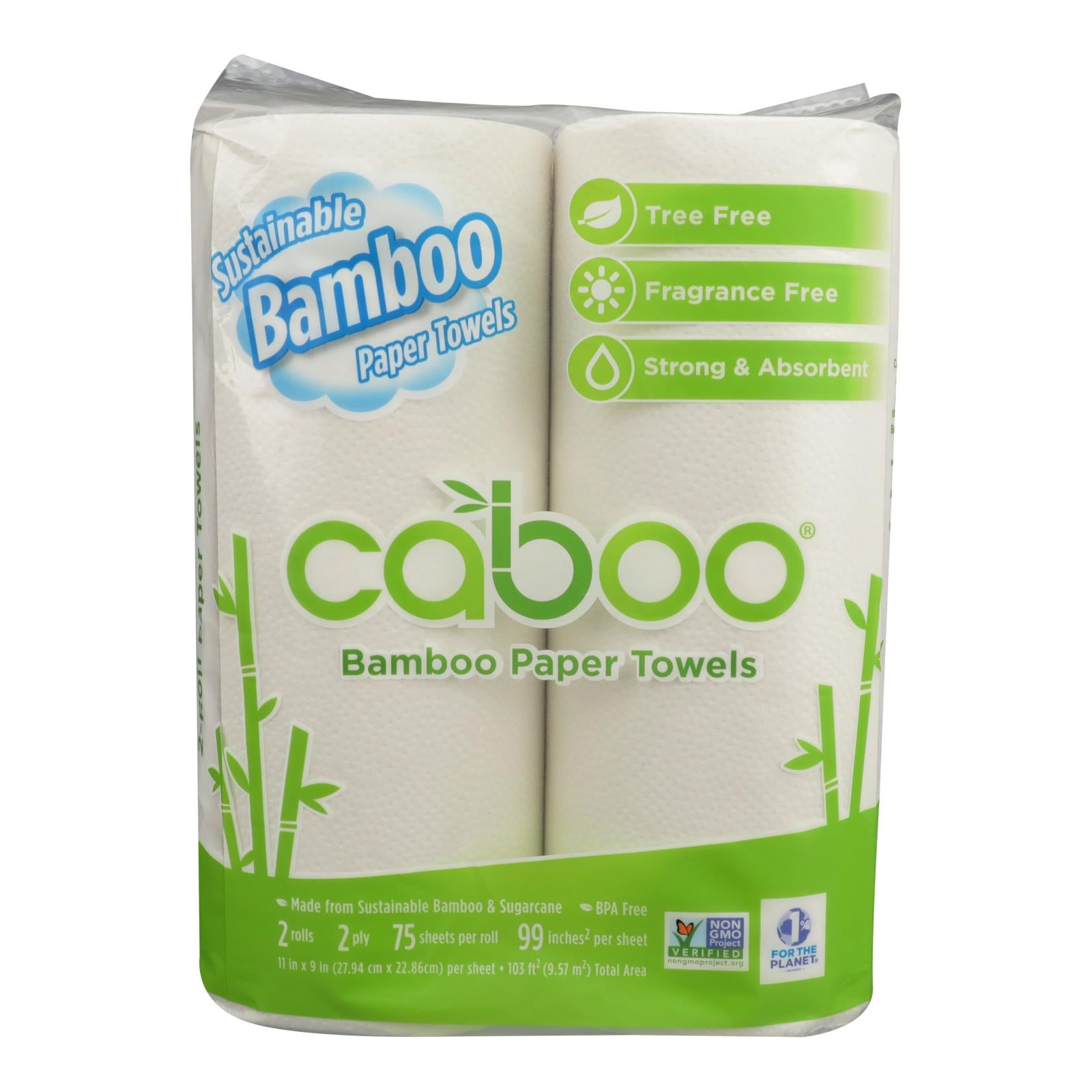 Caboo, Caboo - Essuie-tout 75 feuilles - Caisse de 12 - 2 CT (Paquet de 12)