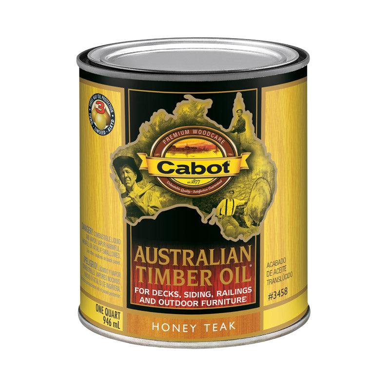 CABOT SAMUEL INC, Cabot 140-3458 QT 1 Quart Honey Teak Australian Timber Oil® Pour l'extérieur (Pack de 4)