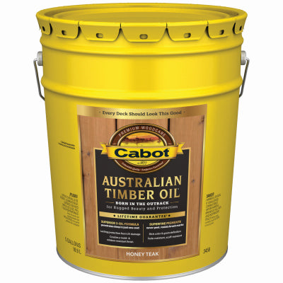 CABOT SAMUEL INC, Cabot Australian Timber Oil Transparent Honey Teak Huile à base d'huile pour bois australien 5 gal