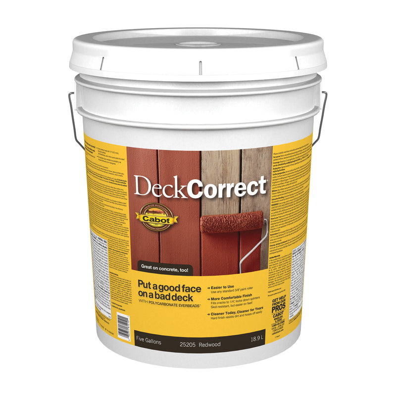 CABOT SAMUEL INC, Cabot DeckCorrect Solid Redwood Acrylic Water-Based Deck Stain 5 gal