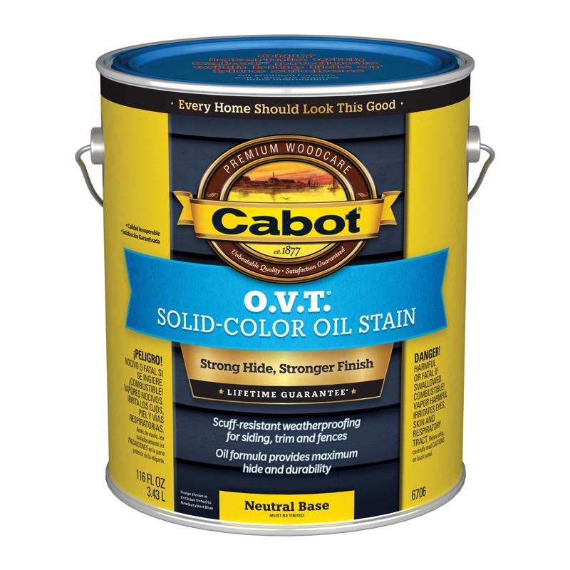 CABOT SAMUEL INC, Cabot O.V.T. Solid Tintable 6706 Neutral Base Oil-Based Stain (teinture à base d'huile) 1 gal (paquet de 4)