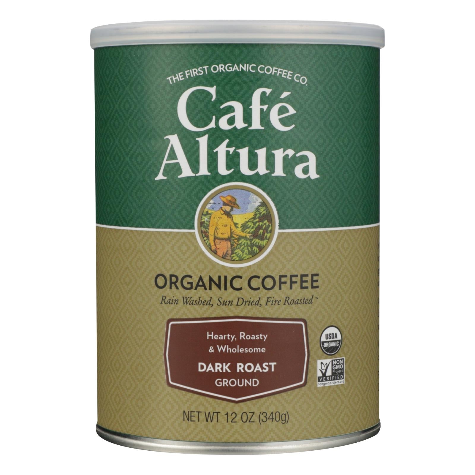 Café Altura, Cafe Altura - Café moulu biologique - Torréfaction foncée - Caisse de 6 - 12 oz (Paquet de 6)