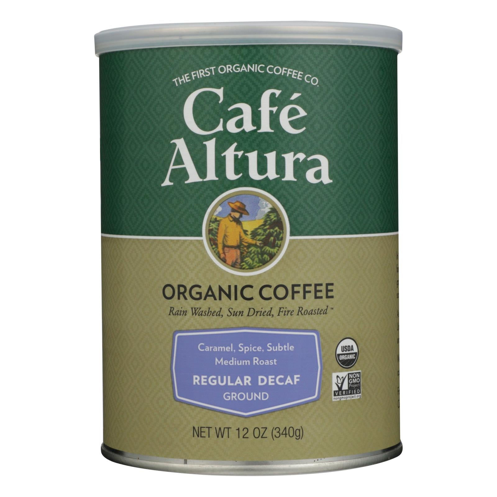 Café Altura, Cafe Altura - Organic Regular Roast Ground Coffee - Decaf - Case of 6 - 12 oz (Pack of 6)