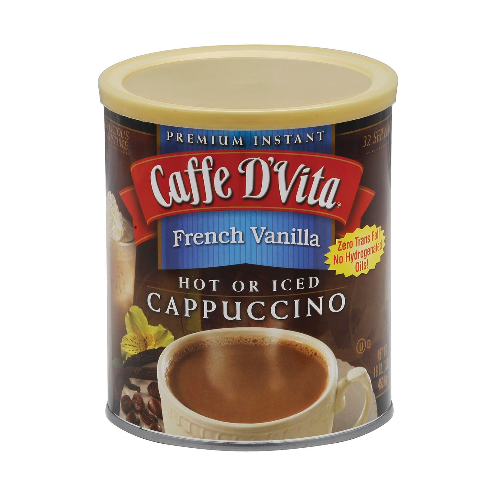 Caffe D'Vita, Caffe D'Vita - Cappuccino - Vanille française - Caisse de 6 - 16 oz (Paquet de 6)