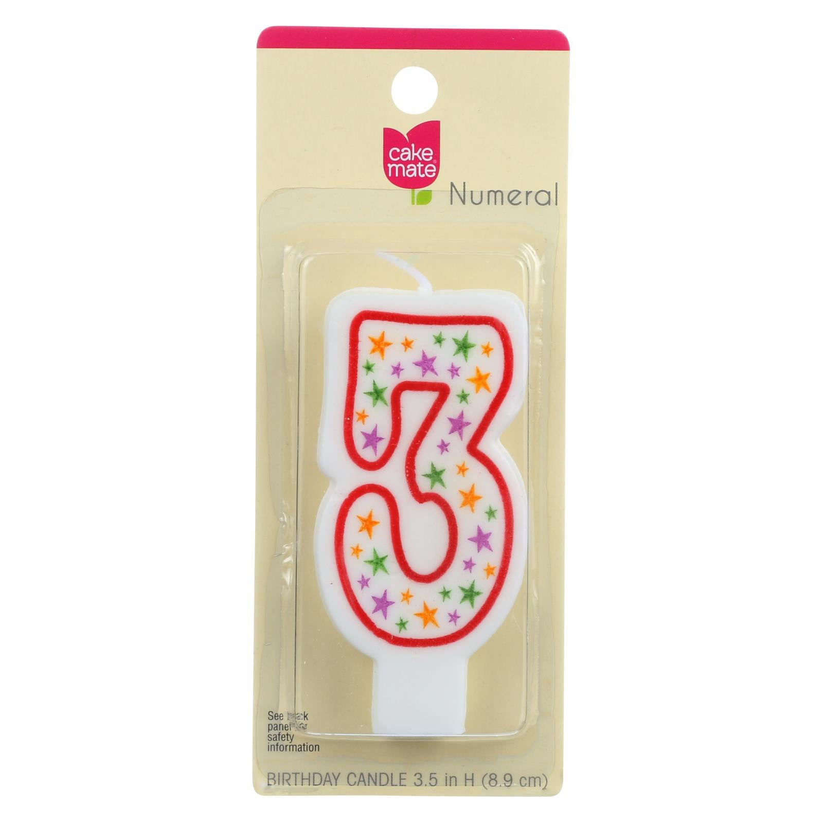 Cake Mate, Cake Mate - Bougie d'anniversaire - Chiffre - 3 - 3 in - 1 compte - Etui de 6 (Etui de 6)